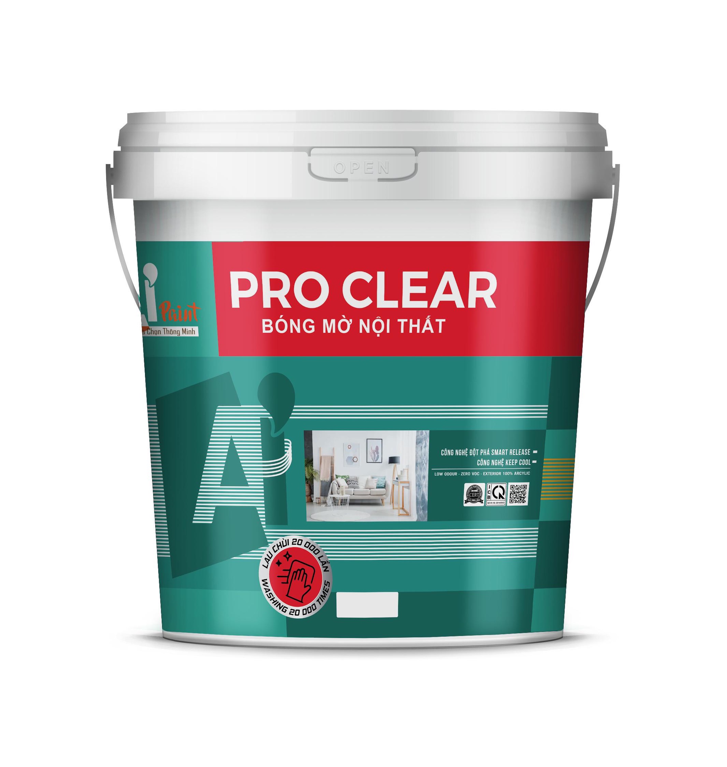 Sơn nước nội thất Bóng Mờ (Lau chùi 20.000 lần) AIPAINT PRO CLEAR